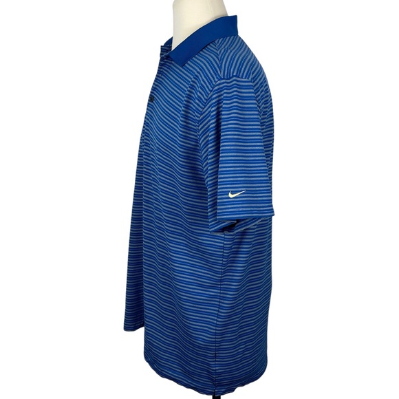 Men's Nike Fit-Dry Polyester/Nylon Blend Blue‎ & Grey Striped Polo XXL - Picture 6 of 8